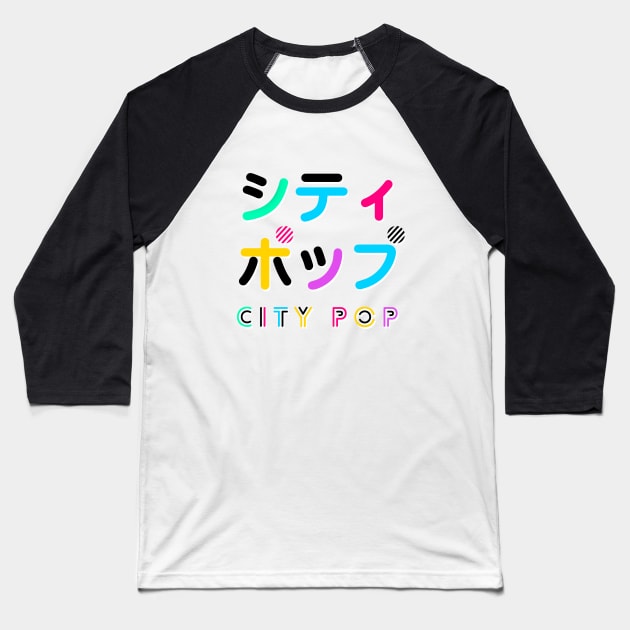 City Pop Inspired Design Baseball T-Shirt by Dashu